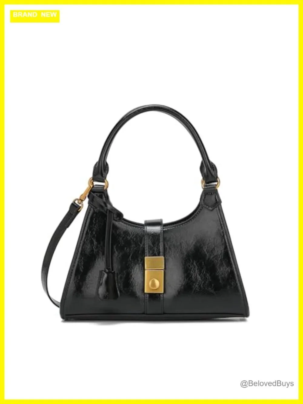 Vintage Vegan Leather Hobo Bag Y2K Shoulder Purse Push Lock